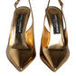 Gold Patent Leather Heels Slingback Shoes