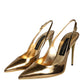 Gold Patent Leather Heels Slingback Shoes
