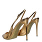 Gold Patent Leather Heels Slingback Shoes