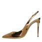 Gold Patent Leather Heels Slingback Shoes