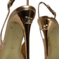 Gold Patent Leather Heels Slingback Shoes