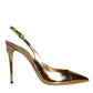 Gold Patent Leather Heels Slingback Shoes