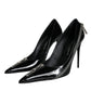 Black Patent Leather Zipper Heels Pumps Shoes