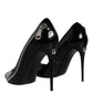 Black Patent Leather Zipper Heels Pumps Shoes