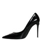 Black Patent Leather Zipper Heels Pumps Shoes