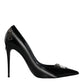 Black Patent Leather Zipper Heels Pumps Shoes