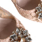 Beige Taormina Lace Crystal Heel Pumps Shoes