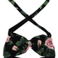 Black Rose Halter Beachwear Swimwear Bikini Top