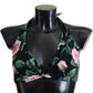 Black Rose Halter Beachwear Swimwear Bikini Top
