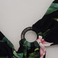 Black Rose Halter Beachwear Swimwear Bikini Top