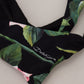 Black Rose Halter Beachwear Swimwear Bikini Top