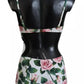White Floral 2 Pc Bikini Top Bottom Beachwear Swimwear