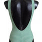 White Green Stripes One Piece Beachwear Swimwear