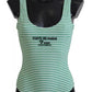White Green Stripes One Piece Beachwear Swimwear