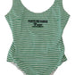 White Green Stripes One Piece Beachwear Swimwear