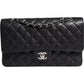 Black Caviar Medium Classic Double Flap Quilted Shoulder Bag