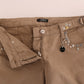 Beige Super Slim Fit Designer Jeans
