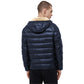 Blue Nylon Men Jacket with Slim Fit and Feather Padding