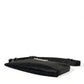 Elegant Black Nylon Leather Pouch with Silver Details