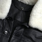 Black Leather Fur Collar Biker Coat Jacket