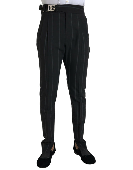 Black Striped Men Slim Dress Pants