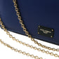Elegant Blue Leather Phone Bag with Gold Accents