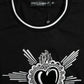 Black Sacred Heart Cotton Crew Neck T-shirt