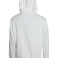 White Cotton Hooded Sweatshirt Pullover Sweater