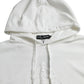 White Cotton Hooded Sweatshirt Pullover Sweater