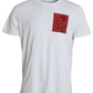 White Red Leopard Cotton Crew Neck T-shirt