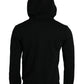 Black Cotton Hooded Pullover Sweater
