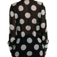 Silk Collared Button-Up Blouse in Black & White