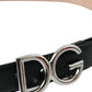 Chic Black Leather Belt with Metal Buckle