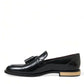 Elegant Tassel Leather Loafers - Black