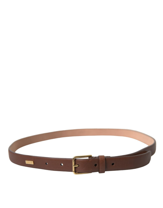 Elegant Brown Calf Leather Waist Belt