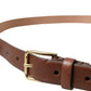 Elegant Brown Calf Leather Waist Belt