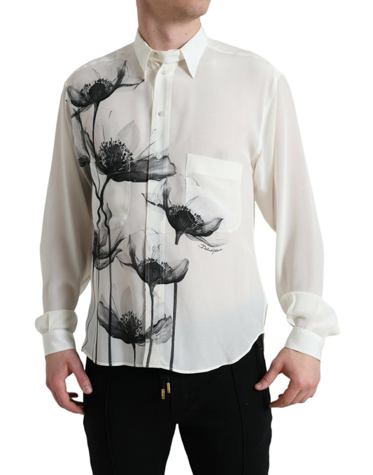 Elegant Floral Silk Dress Shirt