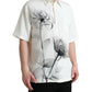 Elegant Floral Printed Silk Polo T-Shirt