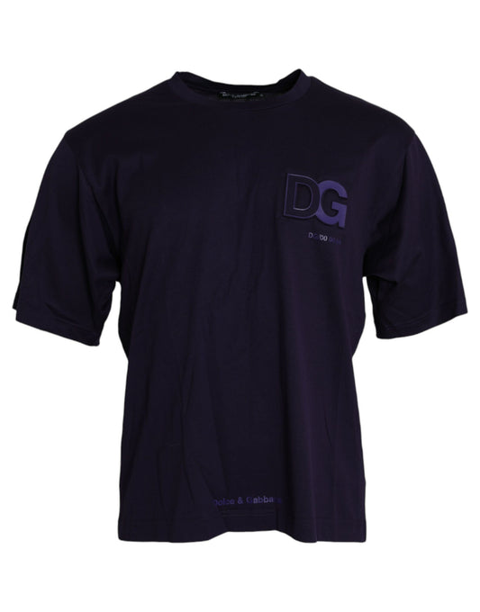 Purple Logo Patch Short Sleeve Cotton T-shirt