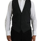 Black Cotton Waistcoat Dress Formal Vest
