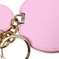 Elegant Pink Gold Leather Keychain