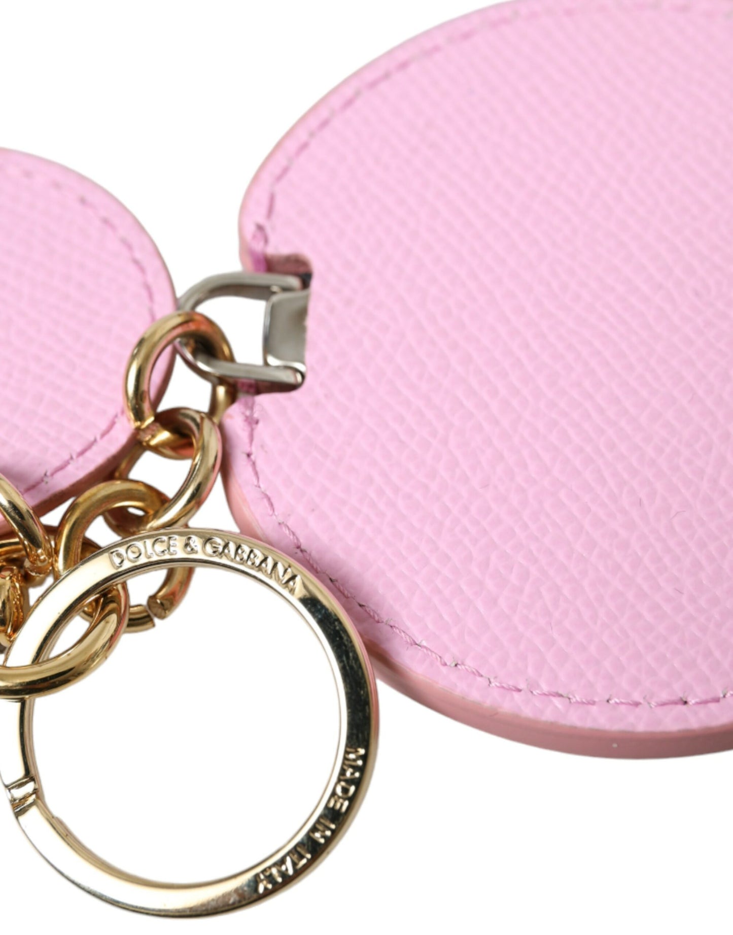 Elegant Pink Gold Leather Keychain