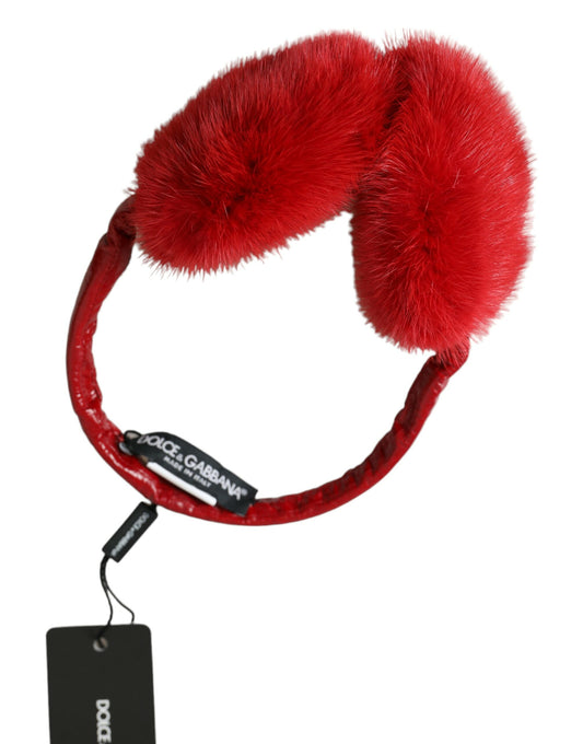 Red Mink Fur Elegance Ear Muffs