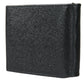 Black Calf Leather Bifold Logo Plaque Card Holder Wallet