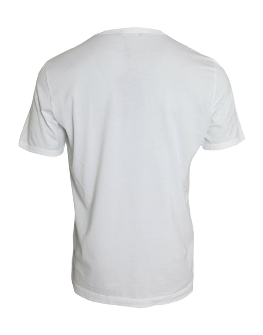 White D&G King Print Cotton Crewneck T-shirt