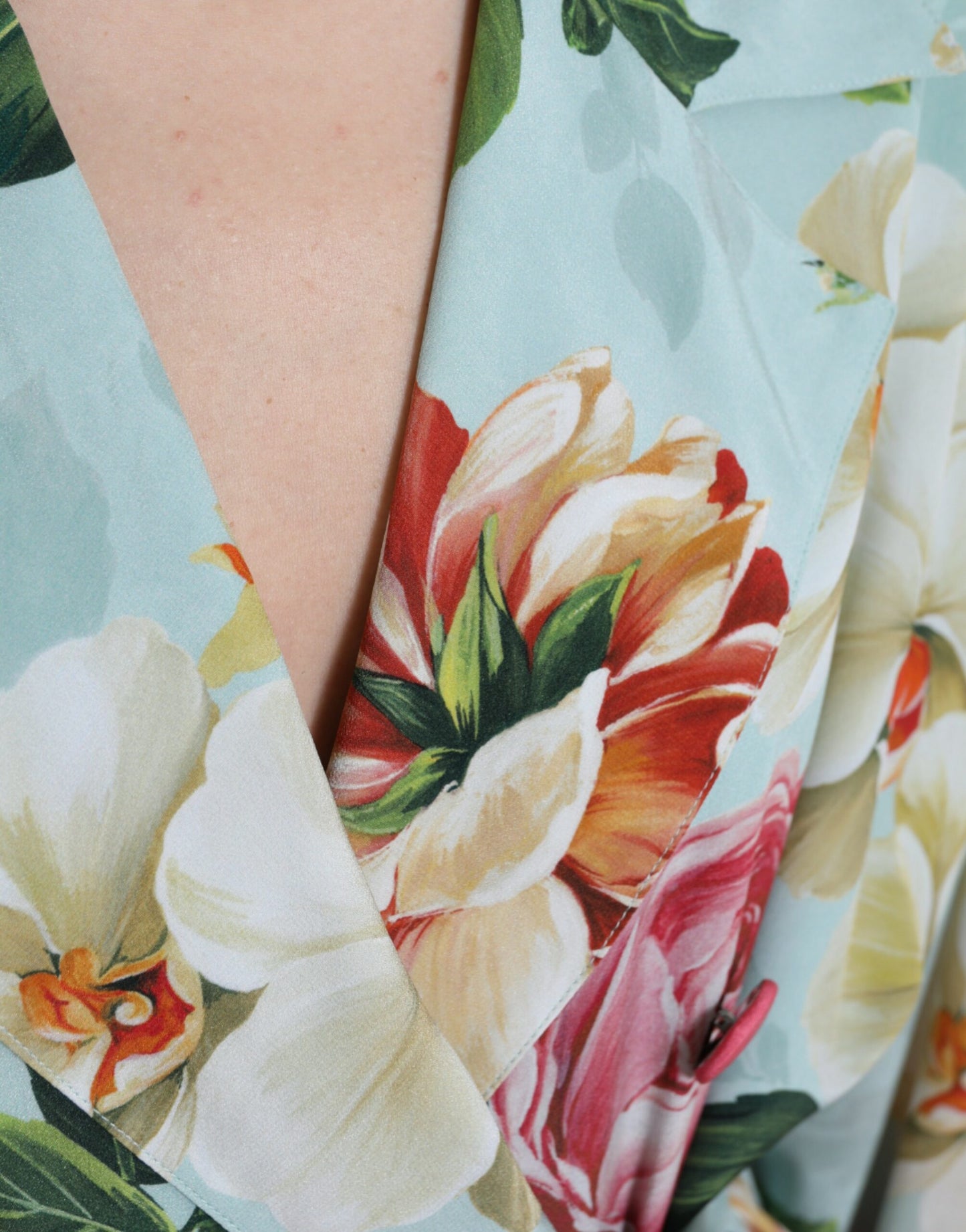 Elegant Floral Silk Trench Jacket