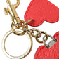 Elegant Red Leather Keychain with Gold Accents