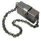 Metallic Gray Calfskin Shoulder Bag with Chain Strap