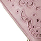 Elegant Pink Leather Pouch Clutch with Floral Embroidery