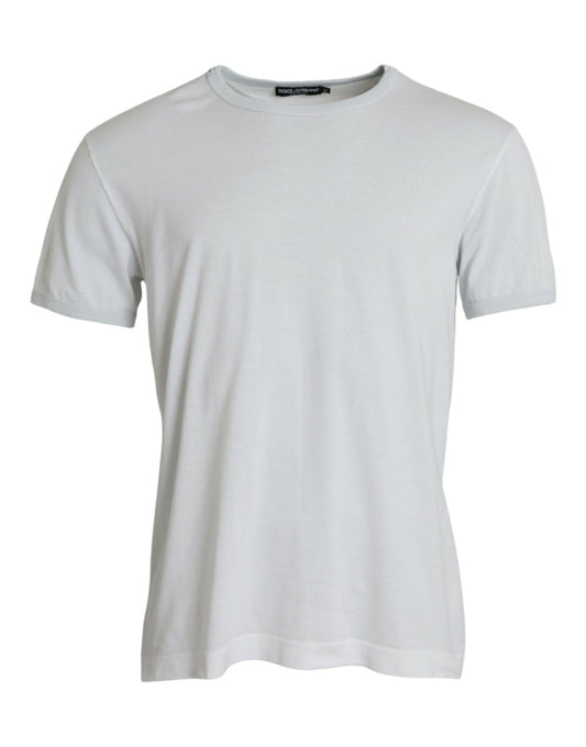 White Cotton Round Neck Short Sleeve T-shirt